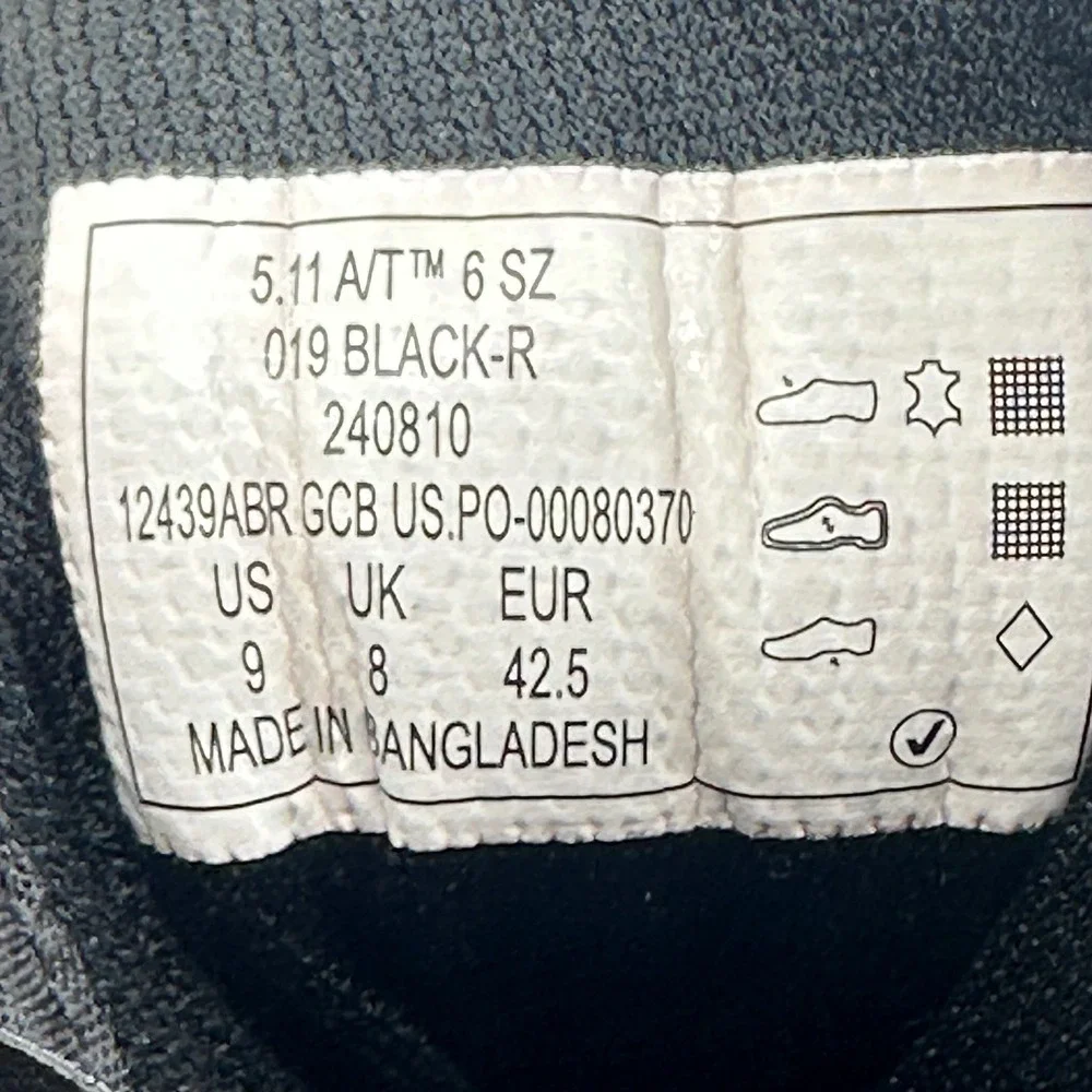 5.11 Tactical 12439ABR Mens Size 9 Black Leather Duty Work A/T 6
